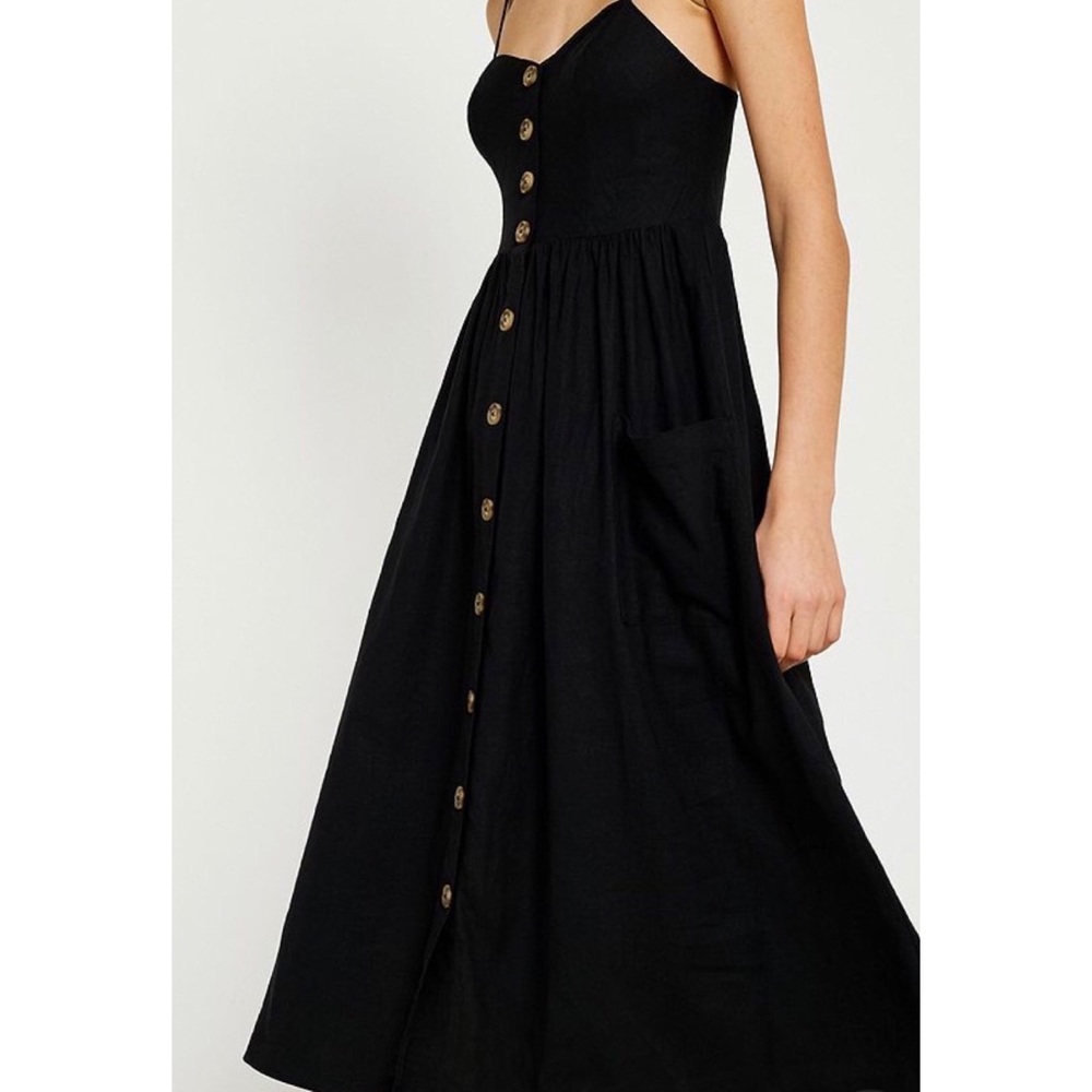 Black Button Up Midi Dress